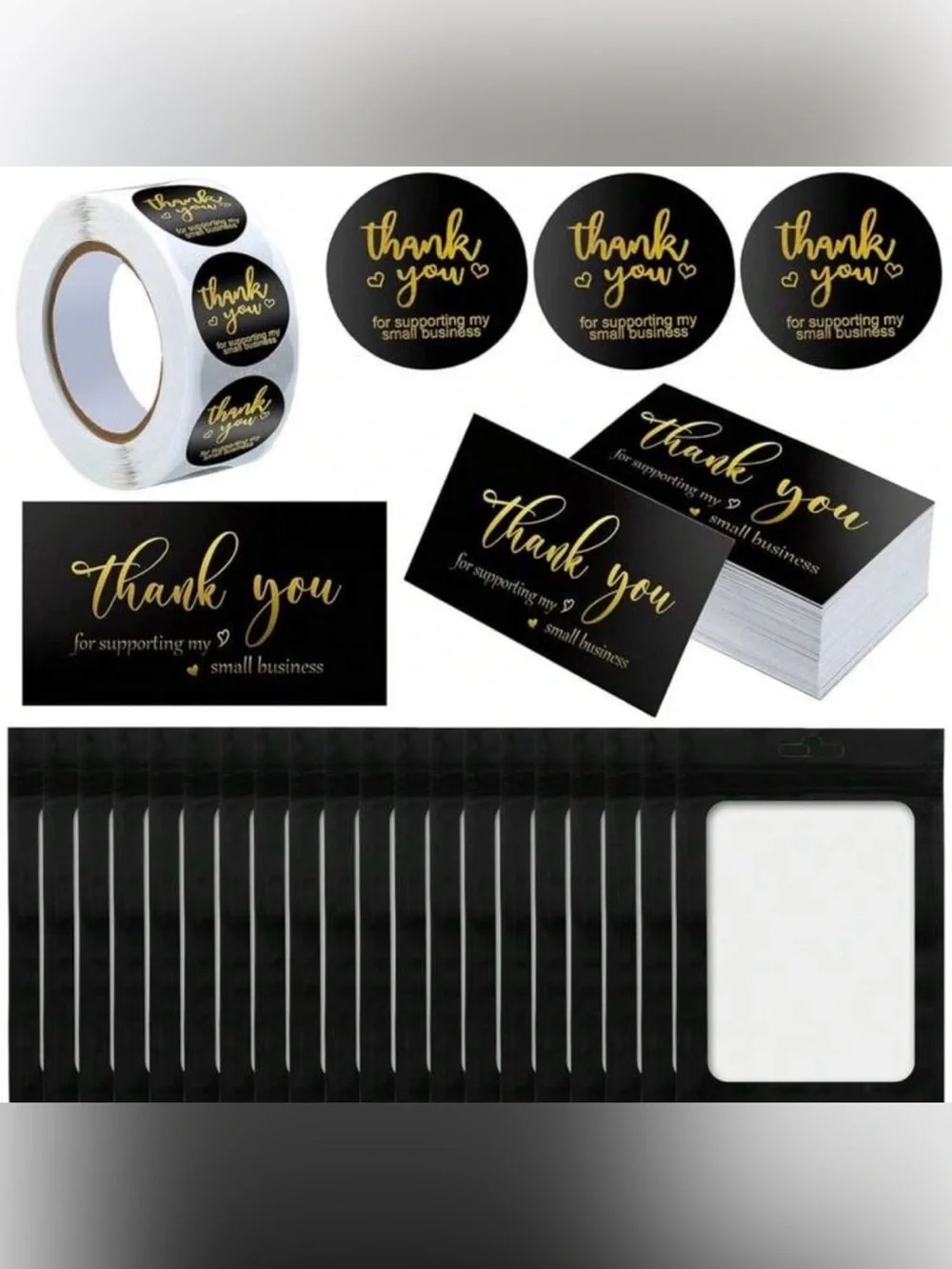 600 piece Black and Gold Thank You Sticker Set